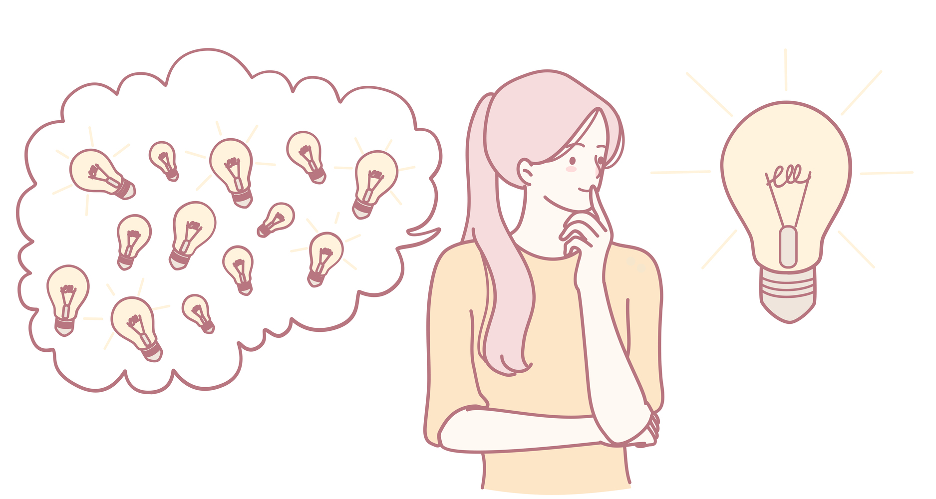 考えることが多く、食事準備の判断に迷っている様子を表したイラスト