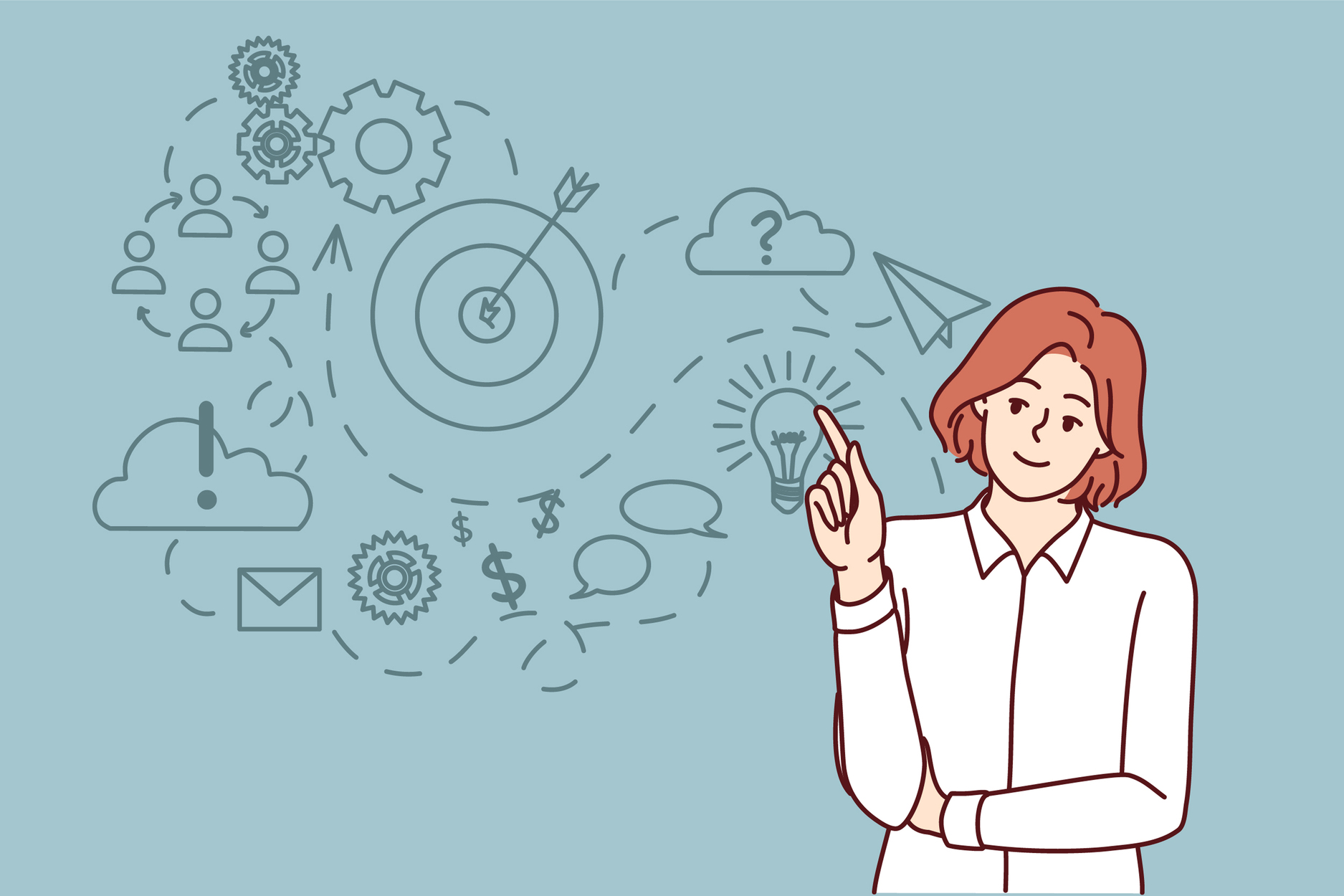 判断を減らすための仕組みや選択肢設計を考えている様子を表したイラスト